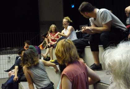 Public interacting at the premiere