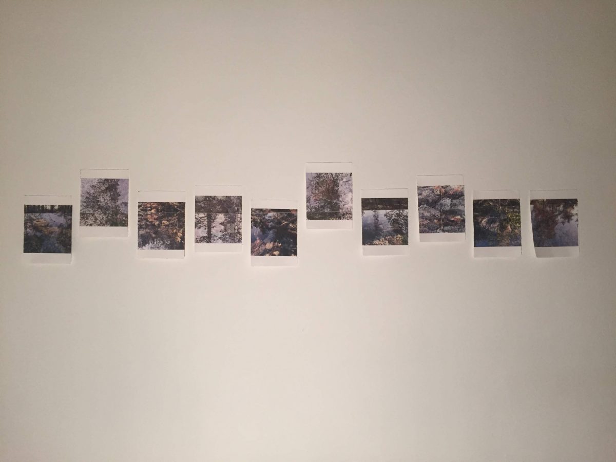 Kirstin Broussard's work Untitled, 10 photographic prints and gold thread.